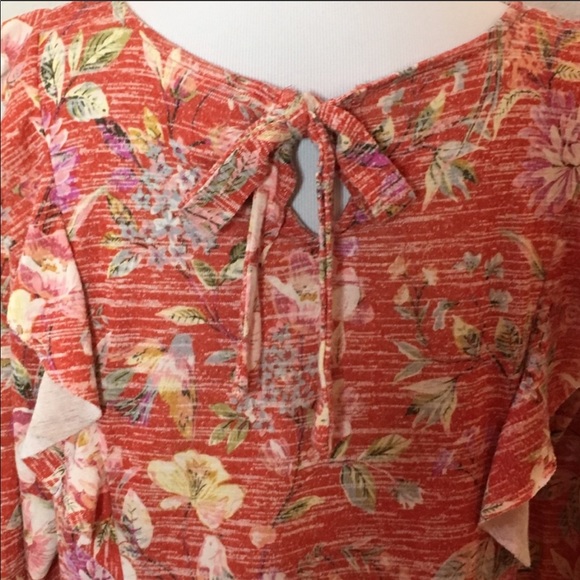 LC Lauren Conrad Bird Print Ruffle Sweater -M - Picture 3 of 9